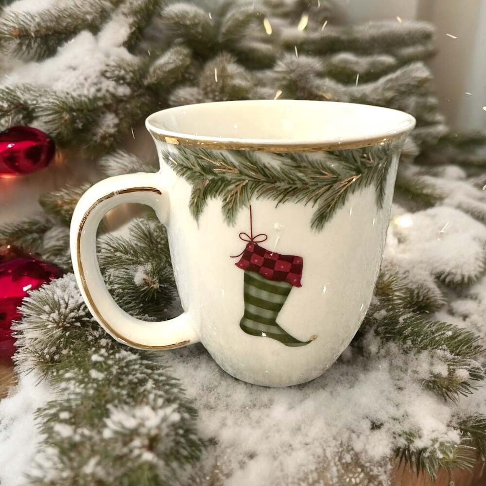 Twas The Night Before Christmas Porcelain Coffee Tea Mug With Gold Rim & Handle
